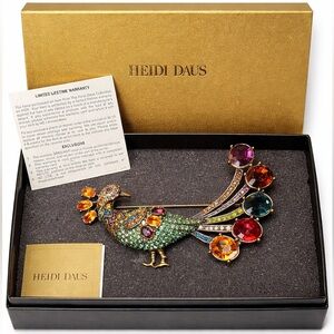 Heidi Daus Vibrant Gemstone Peacock Pin Swarovski Crystal NIB